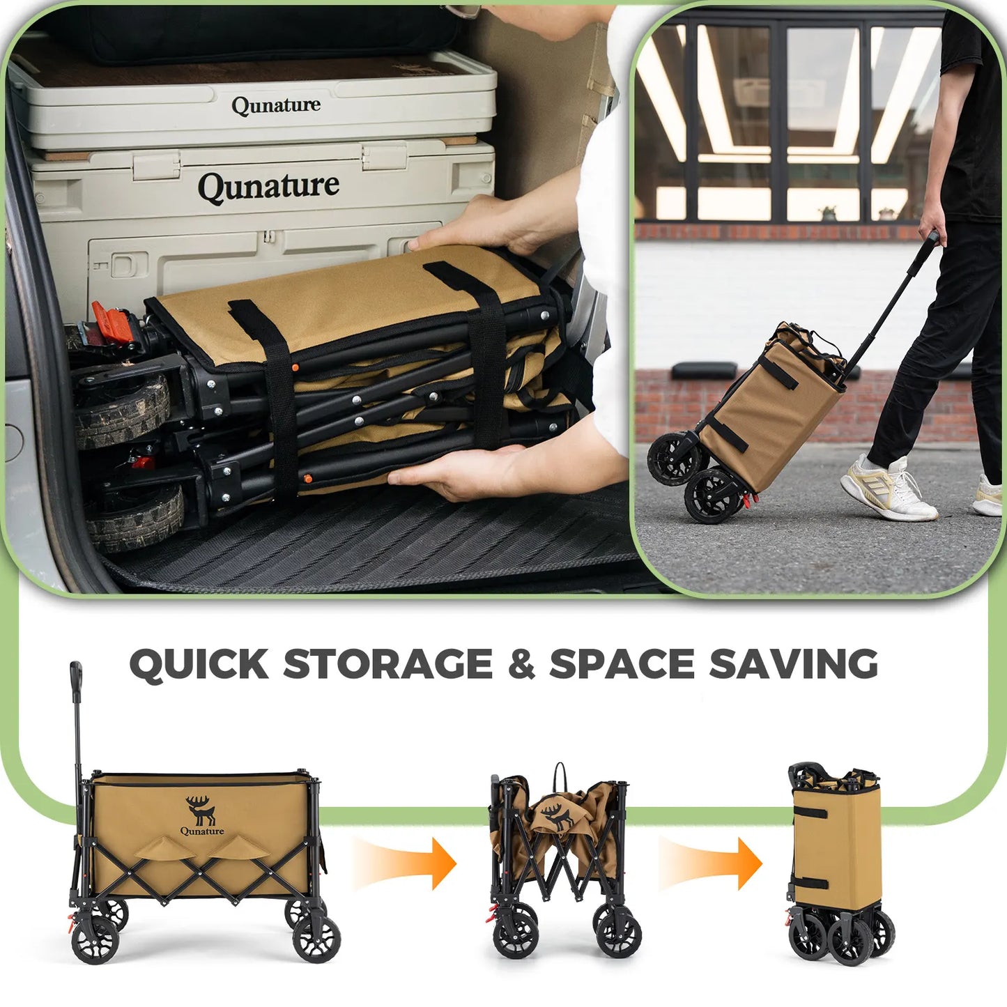 This trolley can be stored in the trunk of a bicycle after being folded, which is very convenient.