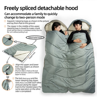 this sleeping bag can be joined together to create a double sleeping bag