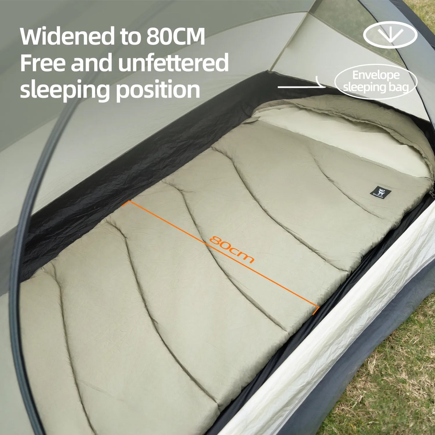 the width of this envelope sleeping bag is 80cm, which provides more space