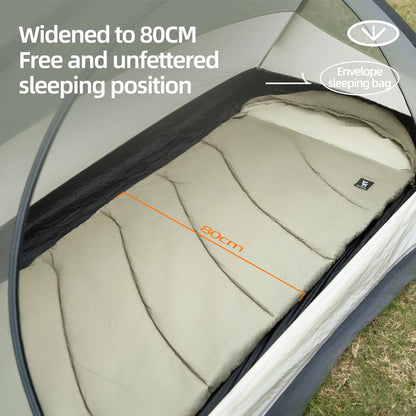 the width of this envelope sleeping bag is 80cm, which provides more space