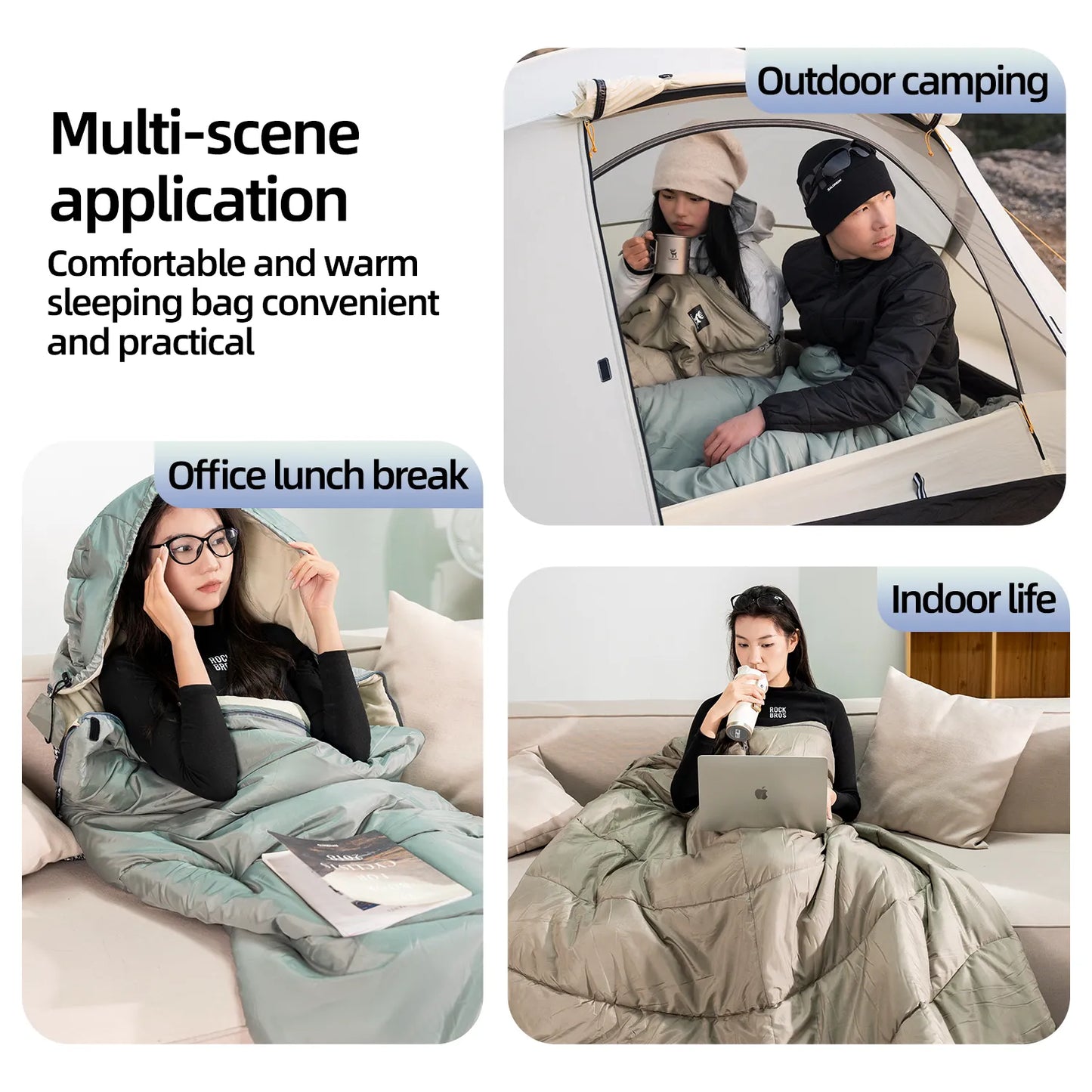 this envelope sleeping bag can be used in many scenarios such as office, outdoor, and home
