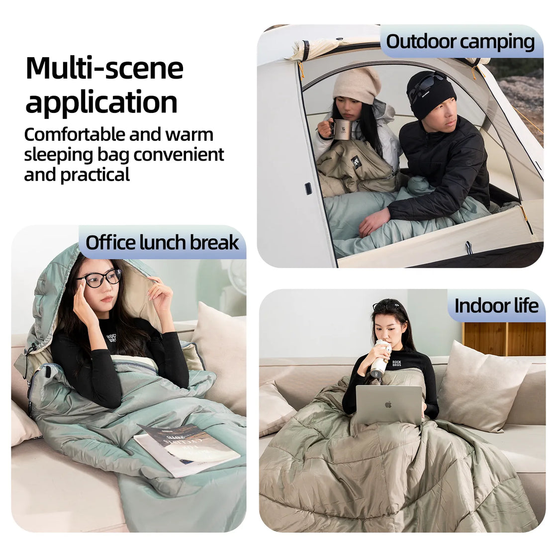 this envelope sleeping bag can be used in many scenarios such as office, outdoor, and home