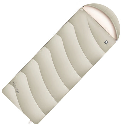 Camping sleeping bag with a black pump on a white background