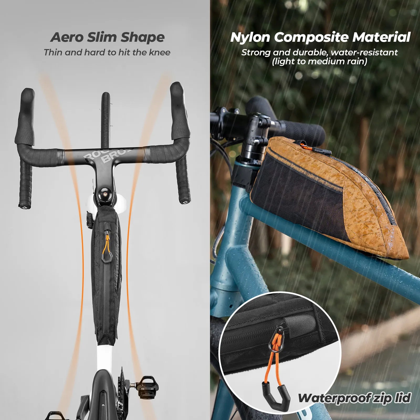 This top tube bag is shaped to fit the bike body