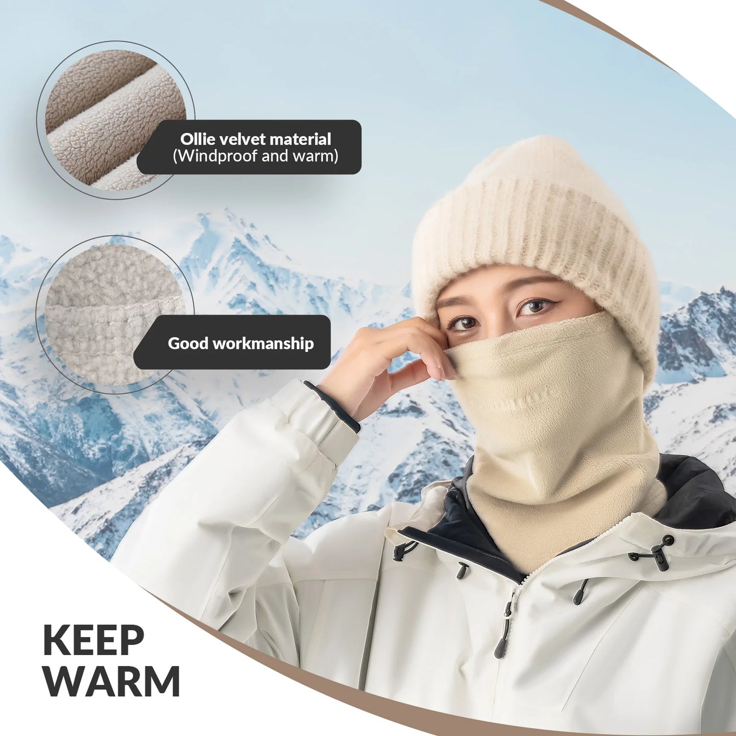 Mitten with thermal insulation layers and mountain landscape background