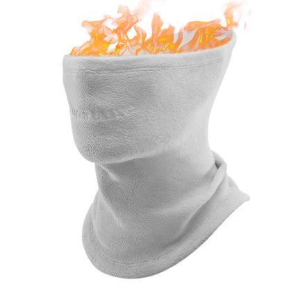 Gray neck gaiter with flames on a white background