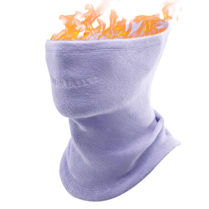 Purple neck gaiter with flames on a white background