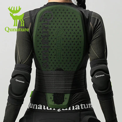A woman wearing a pair of black elbow pads