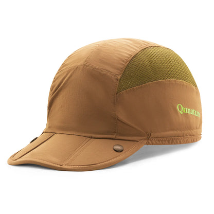 Brown cap with green mesh side on a white background