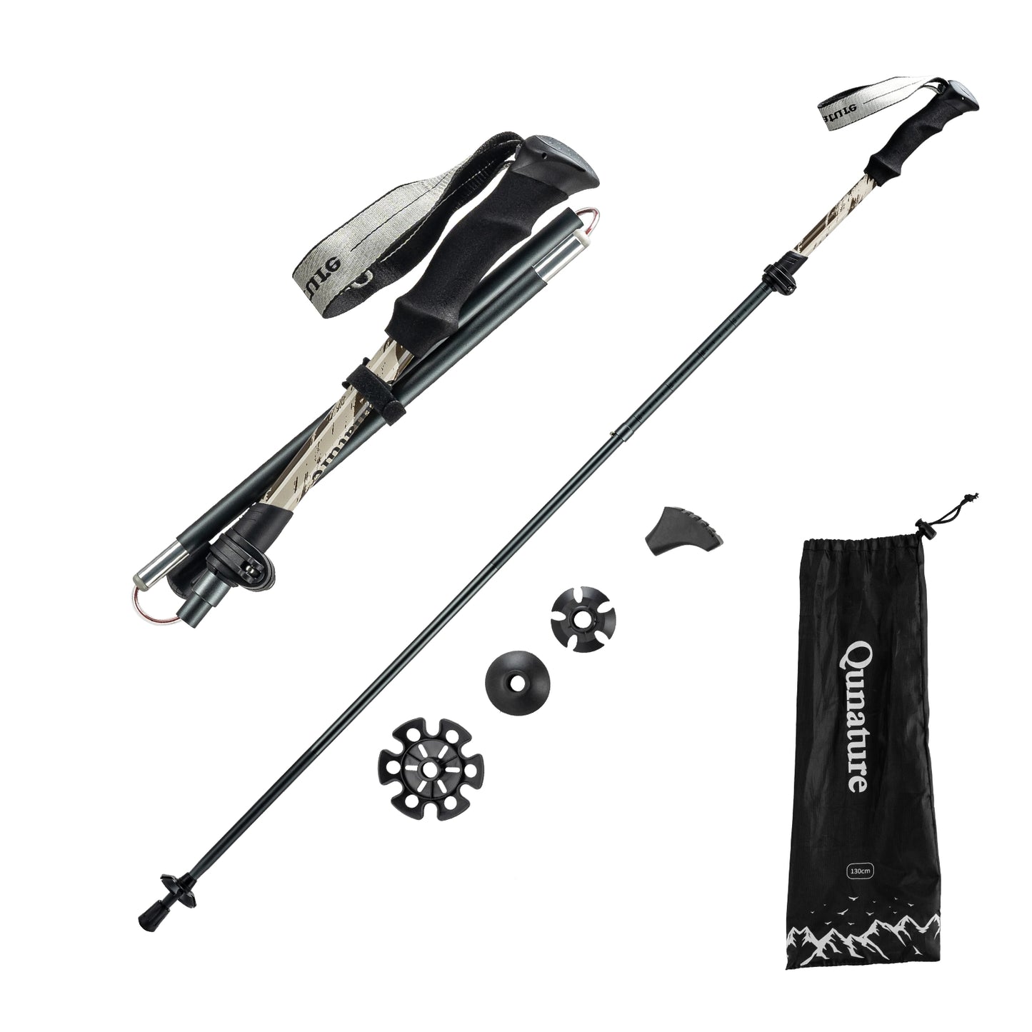 Foldable Lightweight Aluminum Trekking Pole with Adjustable Height and Grip
