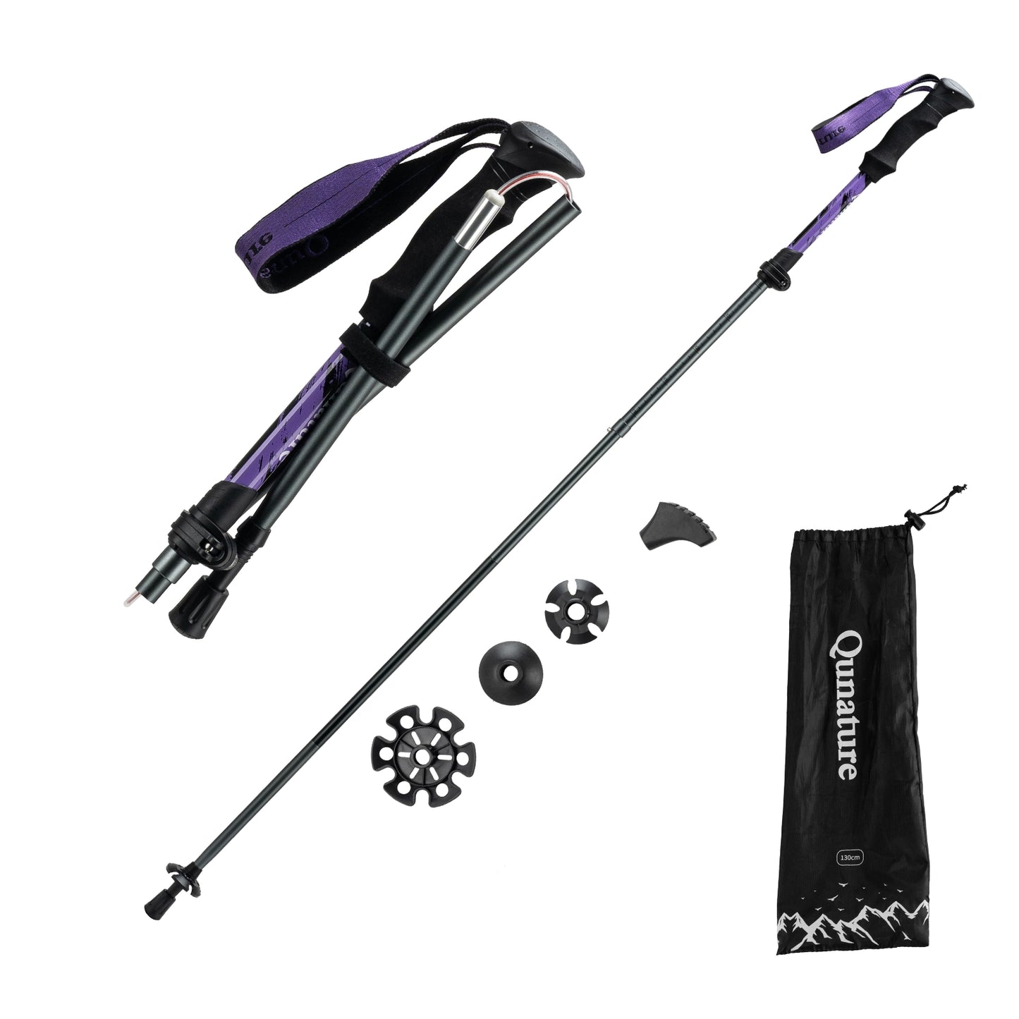 Foldable Lightweight Aluminum Trekking Pole with Adjustable Height and Grip
