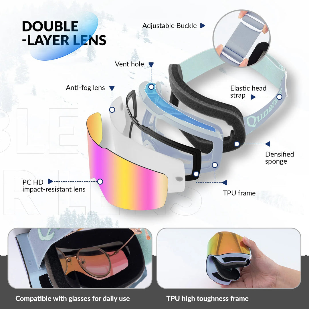 frameless goggles Frameless Anti-fog Ski Goggles with UV400 Protection