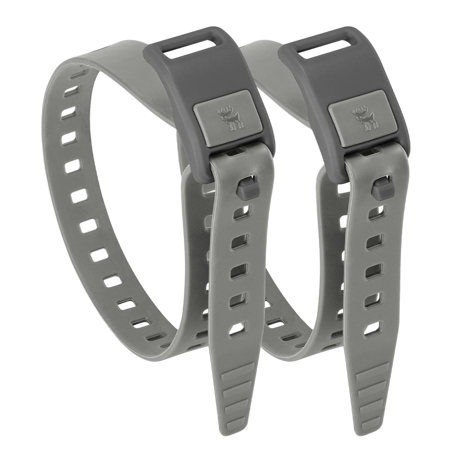 Two gray straps with brand logo on a white background