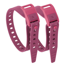 Two pink dog collars with a brand logo on a white background