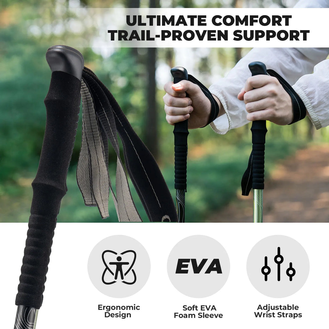 Lightweight & Waterproof Hiking Backpack 35L+Ultra-Light 3-Section Trekking Pole