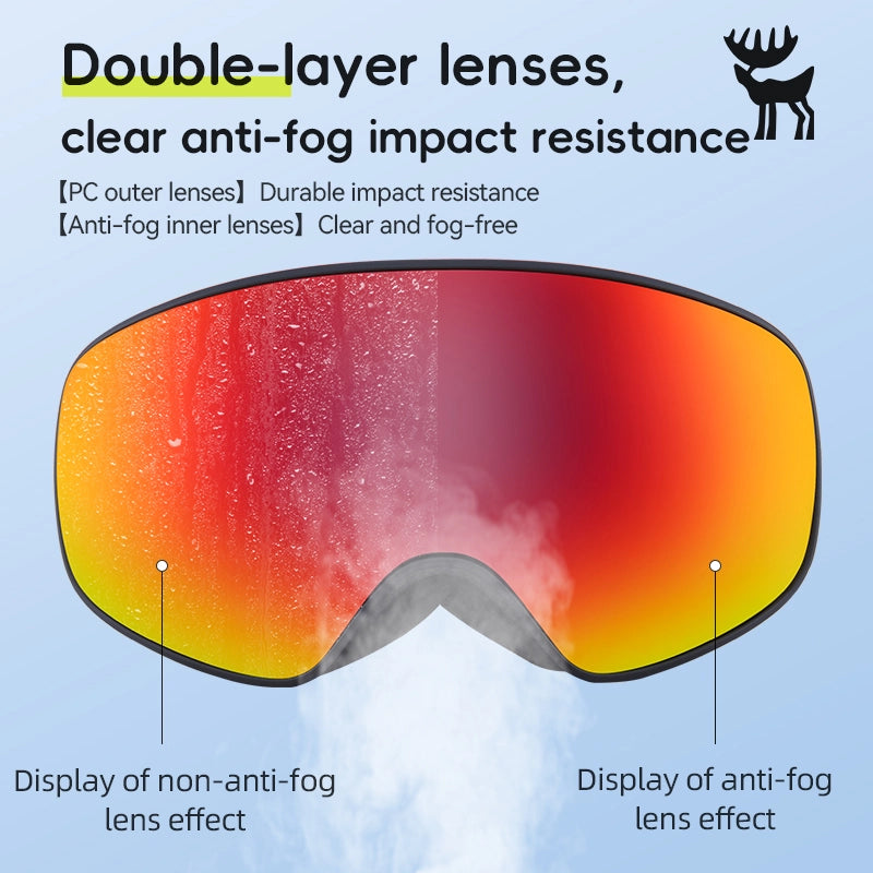 This ski goggles has double-layer lenses and is fog-proof