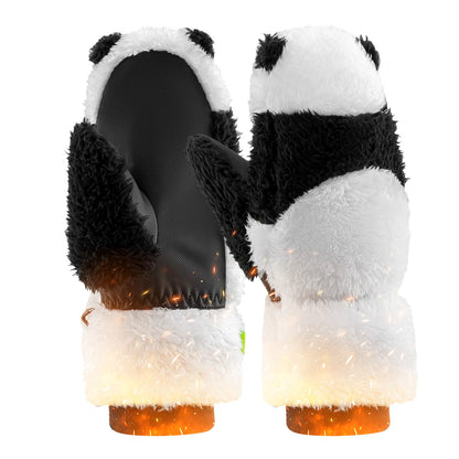 Panda-themed light-up shoes on a white background