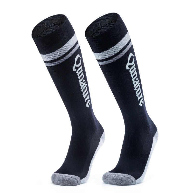 A pair of black wool-blend children's ski socks