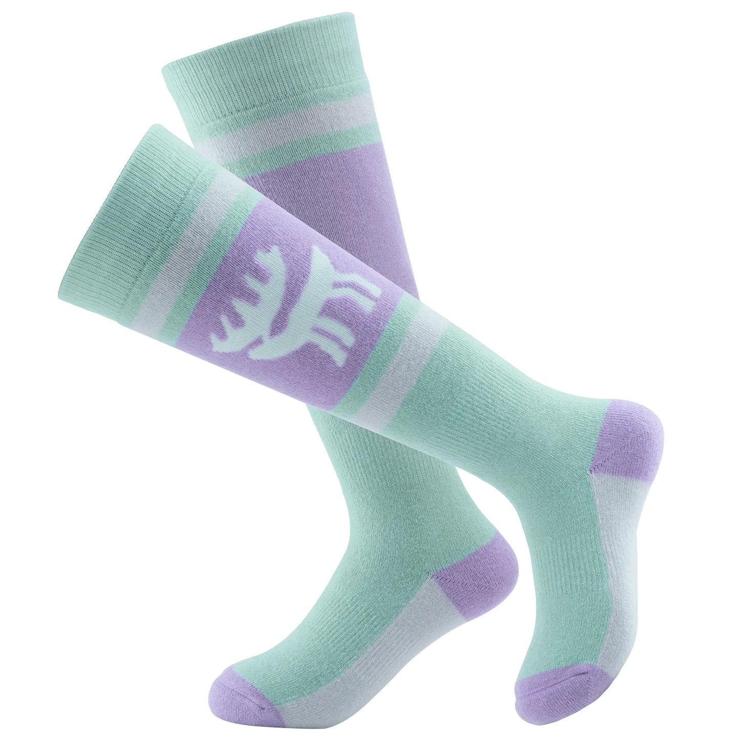 Wool Blend Kids Ski Socks, Knee-high Warm Thermal Snowboard Skating Socks for Boys & Girls