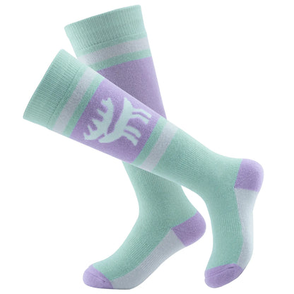 Wool Blend Kids Ski Socks, Knee-high Warm Thermal Snowboard Skating Socks for Boys & Girls