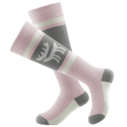 Wool Blend Kids Ski Socks, Knee-high Warm Thermal Snowboard Skating Socks for Boys & Girls