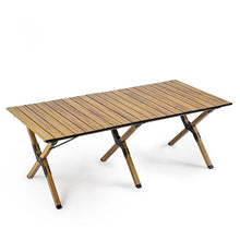 Wooden folding table on a white background