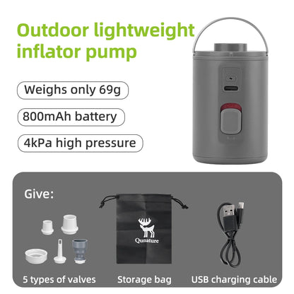 4KPa Mini Electric Rechargeable Air Pump for Inflatables