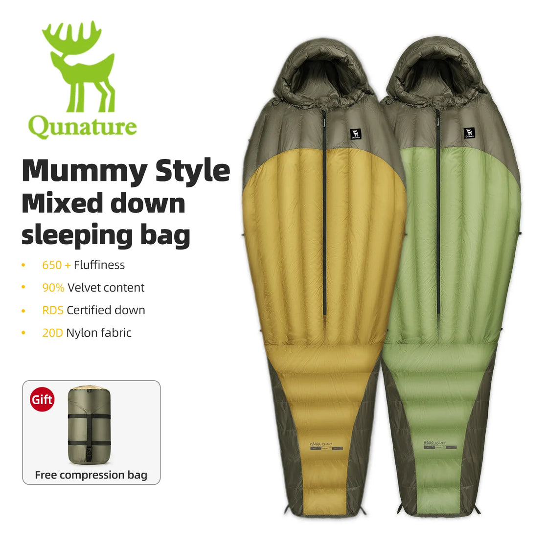 this Mummy style mixed down sleeping bag comes in two colors