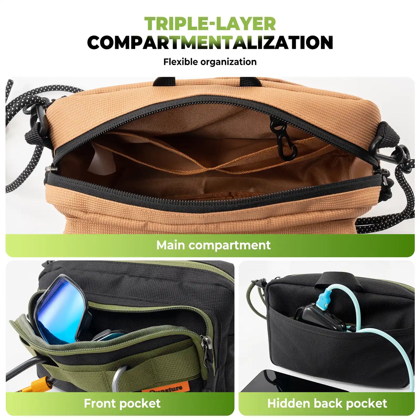 Outdoor Crossbody Sling Bag for Hiking & Cycling 2.5L