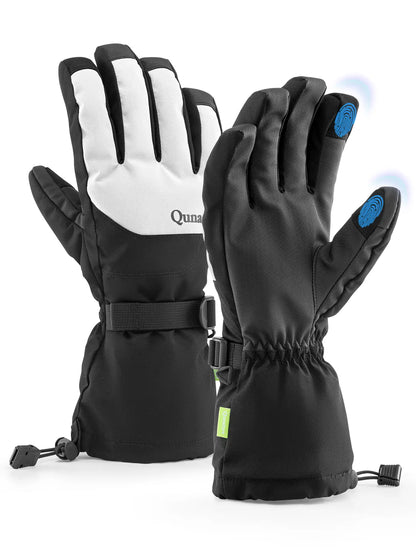 Black and white gloves with touch screen tips on a white background