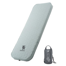 green inflatable mattress with a carrying bag on a white background