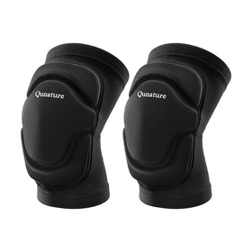 A pair of black protective knee pads with thick sponge