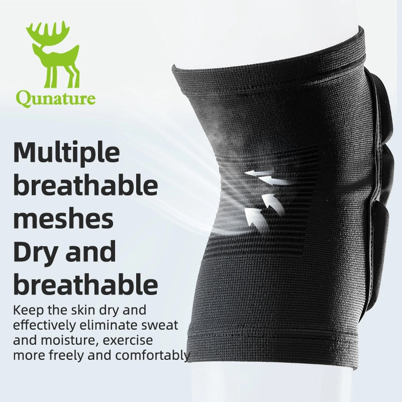 This pair of black protective knee pads with thick sponge material is breathable and does not cause sweat.