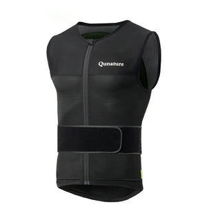 A black impact-resistant ski vest