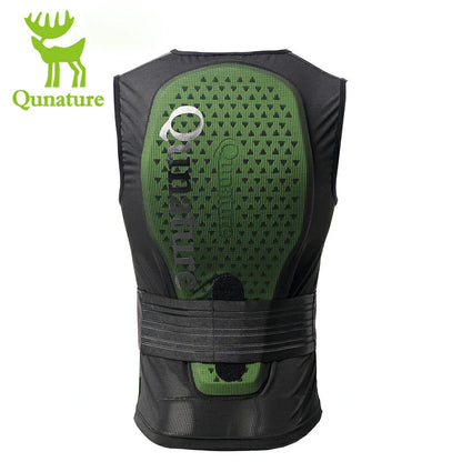 The back of this black impact-resistant ski vest