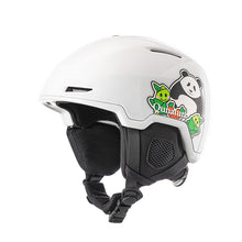 A panda design Qunature ski helmet with adjustable ventilation and a detachable liner, designed for winter sports.