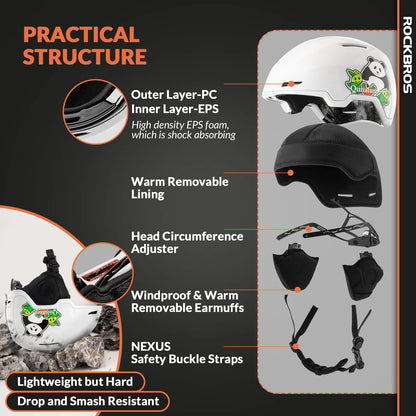 Rockbros helmet with features highlighted on a dark background