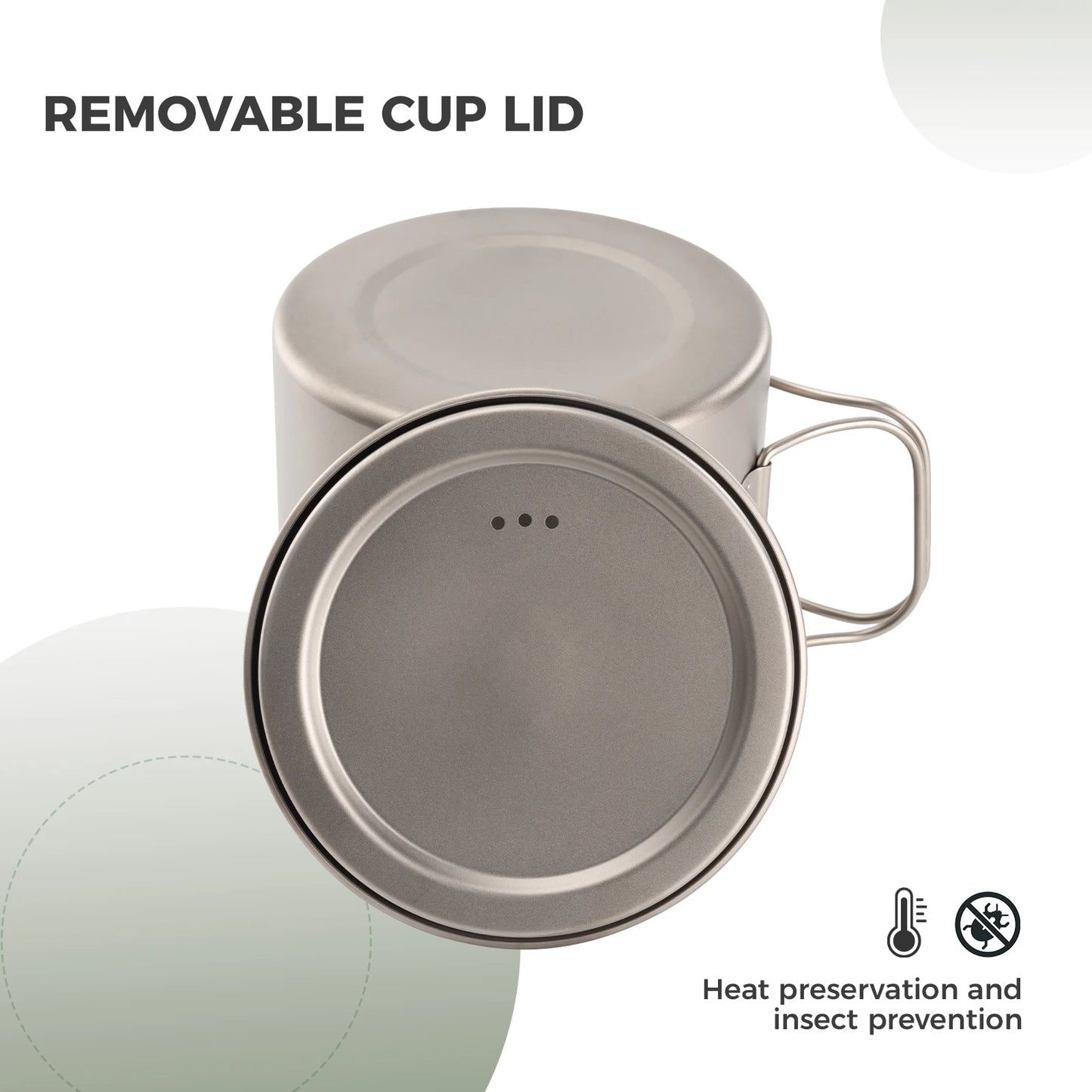 Removable cup lid on a white background with text indicating features.