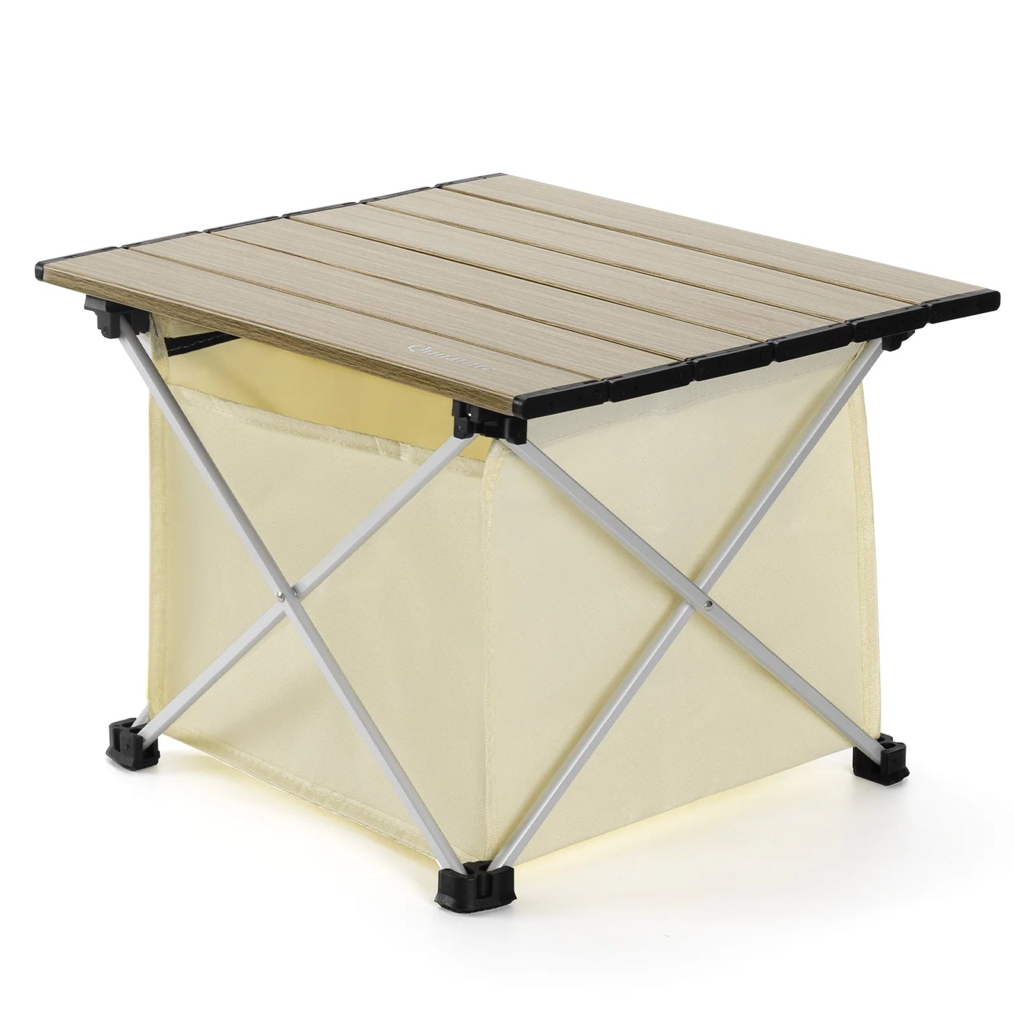 A beige qunature ultralight folding camping table