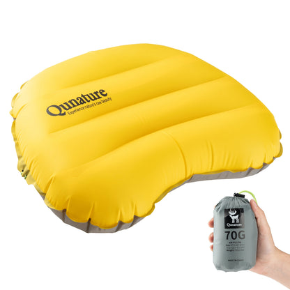 A down yellow inflatable ultra-light waterproof camping pillow