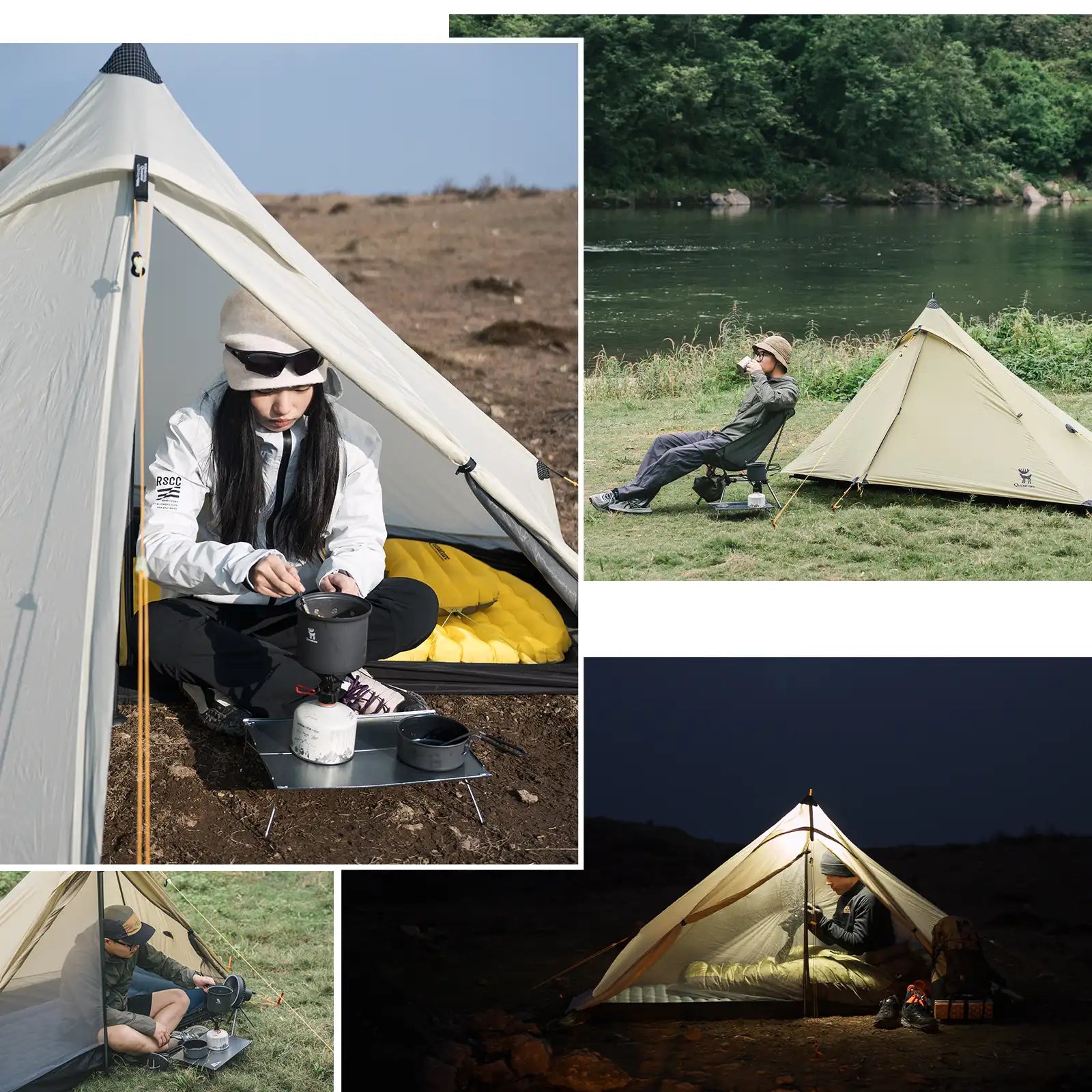 Ultralight 1-Person Poleless Tent Rainproof Easy Setup - Qunature