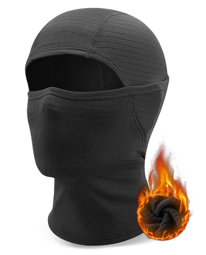 Black balaclava with flame graphic on a white background