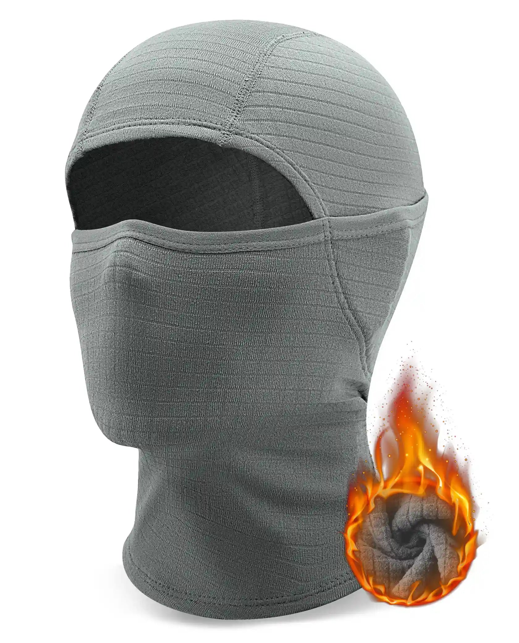 Gray balaclava with flame design on a white background