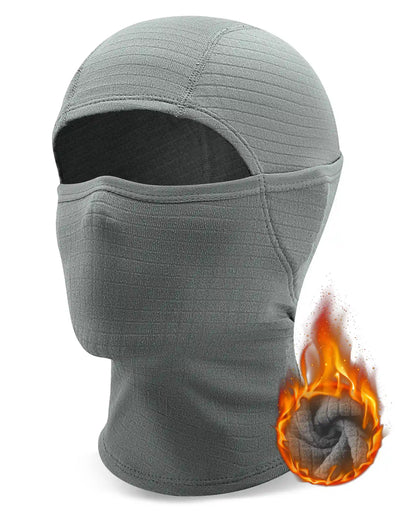 Gray balaclava with flame design on a white background