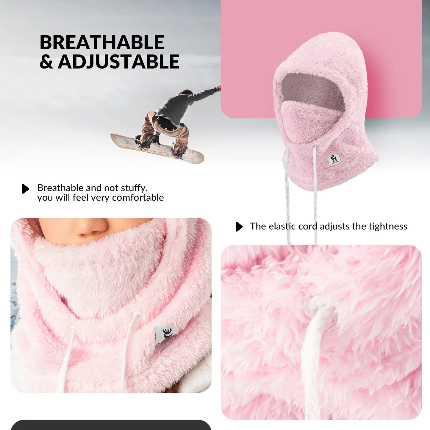 Ski Head Cover with Adjustable Ventilation and Detachable Liner for Winter Sports