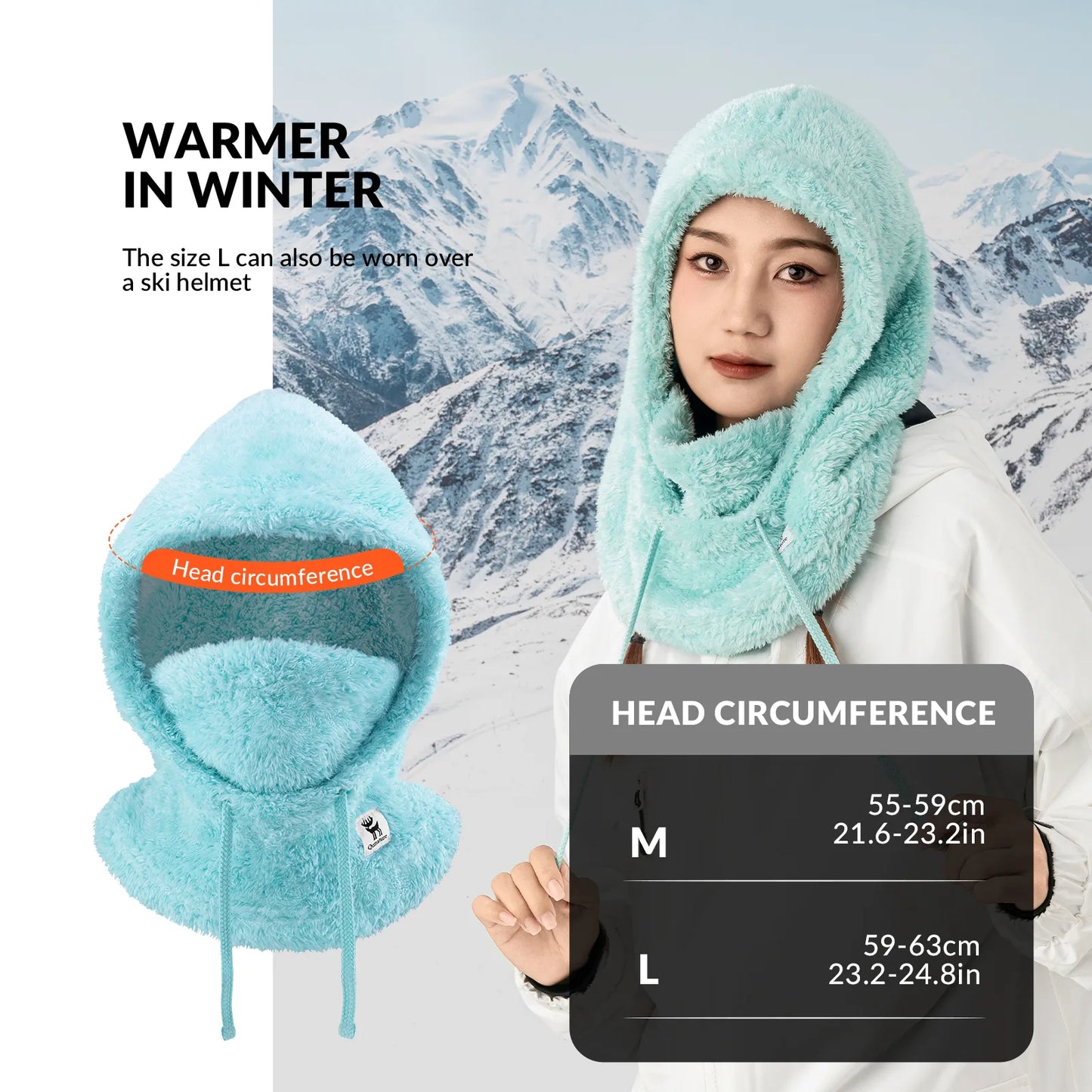 Ski Head Cover with Adjustable Ventilation and Detachable Liner for Winter Sports