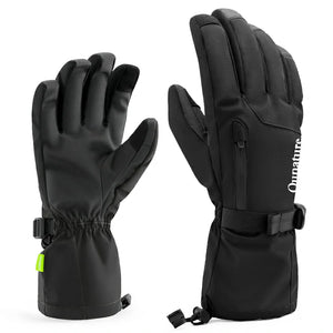 A pair of black split-finger ski gloves