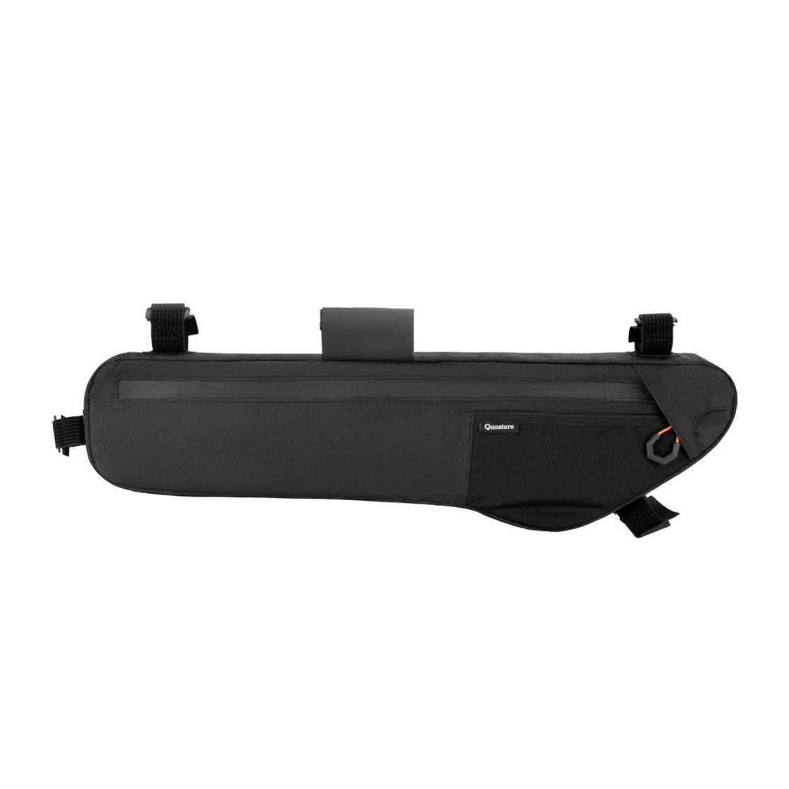 A black down tube bike bag with lots of storage space