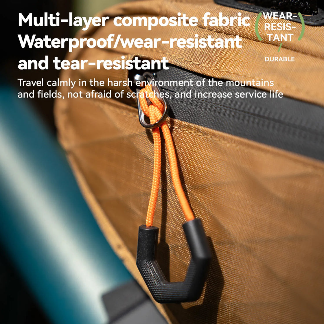 This bike down tube bag is made of three layers of fabric and is waterproof