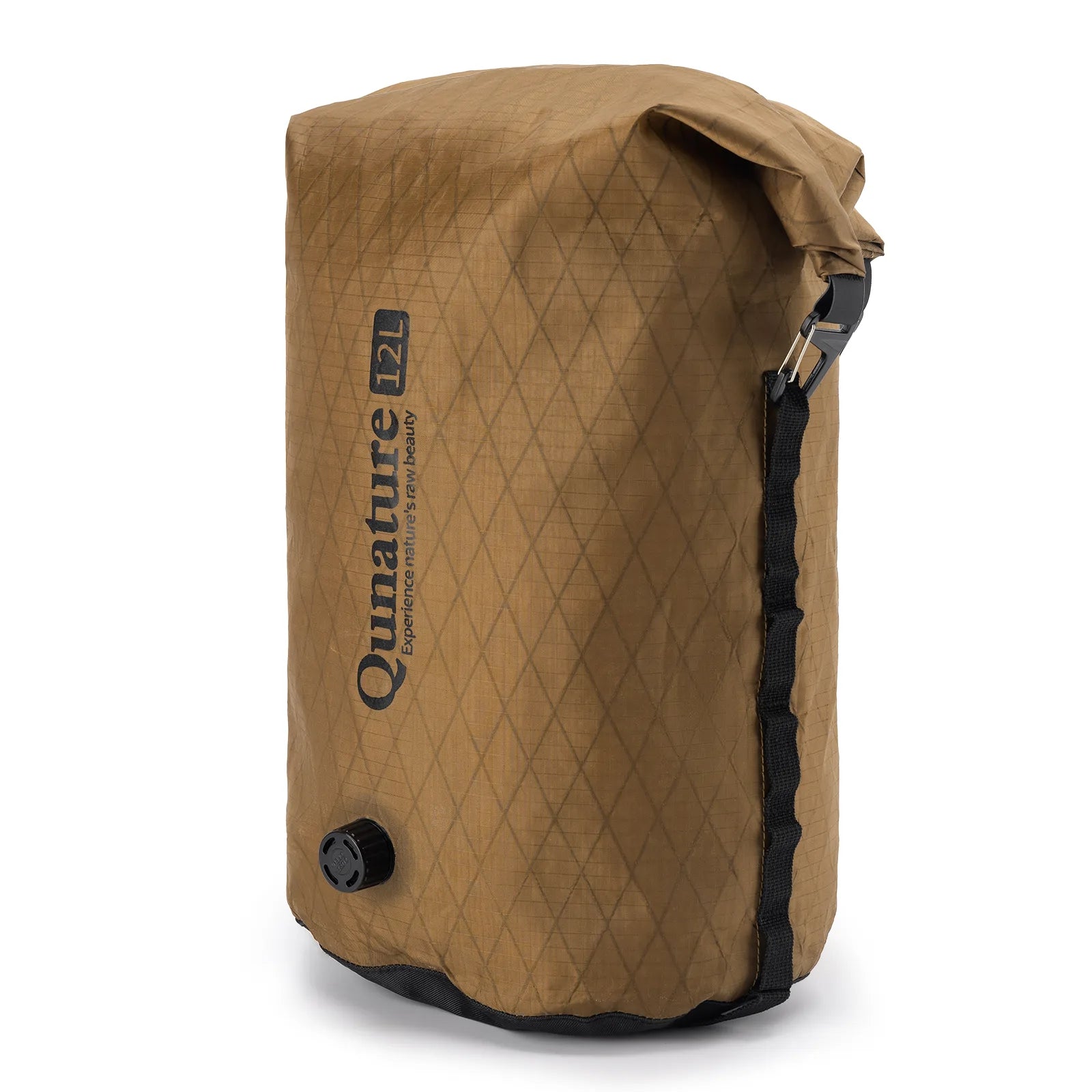 Brown inflatable bag with a diamond pattern on a white background